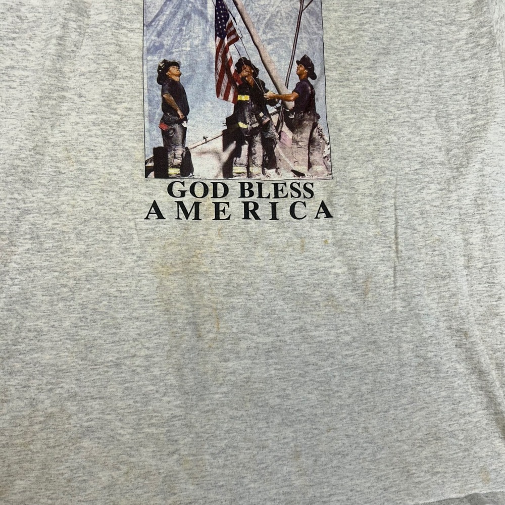 Vintage Delta Pro Weight 9/11/01 God Bless America Graphic T-Shirt Grey XL - Picture 3 of 6